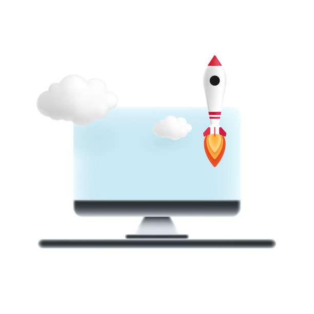 火箭从电脑显示器插图开始图片下载