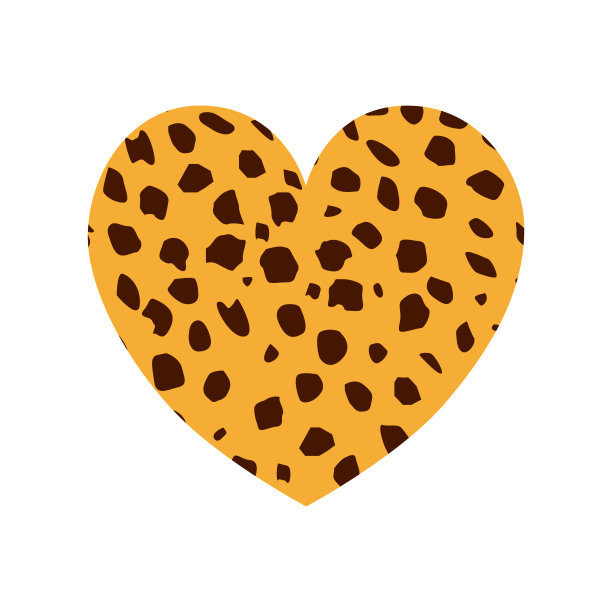 黑白心与豹纹纹理图案图片下载