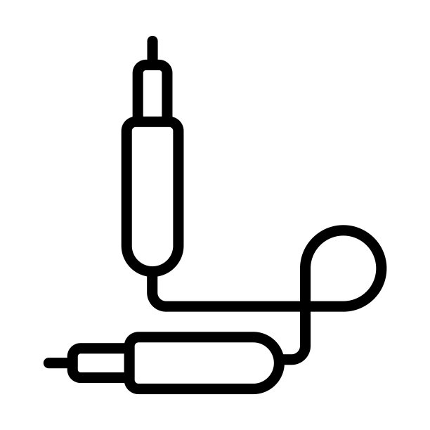 声音电缆图标从电子设备收集。细线性声音电缆，声音，电缆轮廓图标孤立在白色背景。线矢量声音电缆符号，网络和移动符号。图片下载