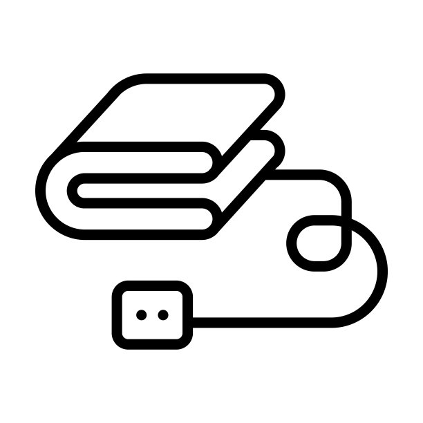 从电子设备收集的电热毯图标。薄线性电热毯，电热毯轮廓图标孤立在白色背景上。线矢量电热毯符号，网符号。图片下载