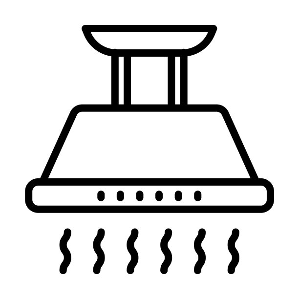 排气罩图标从电子设备收集。薄线性排气罩，设备，罩轮廓图标孤立在白色背景上。线矢量排气罩标志，网络和移动的符号。图片下载