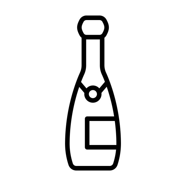 来自食品收集的香槟瓶图标。薄的线性香槟瓶，瓶，庆典轮廓图标孤立在白色背景。线向量香槟瓶符号，网络和移动符号。图片下载