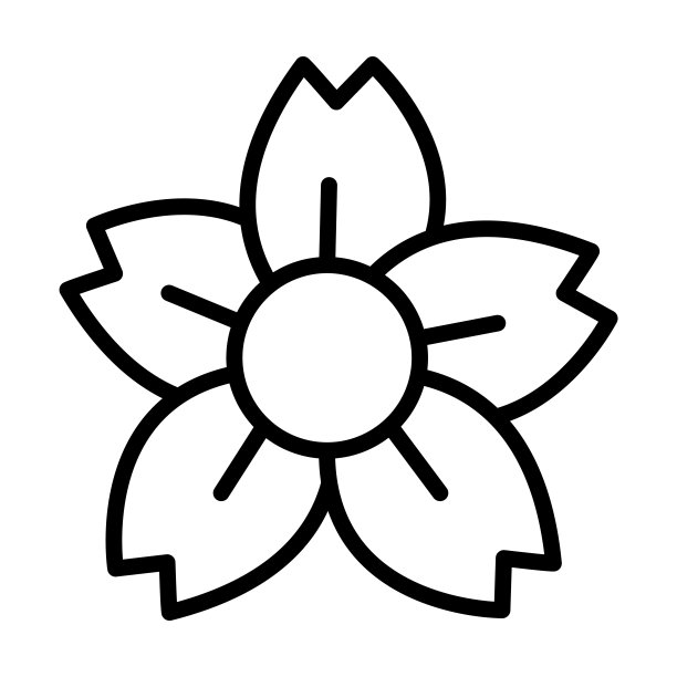 樱花图标来自大自然的收藏。薄线性樱花，花，花轮廓图标孤立在白色背景。线向量樱花符号，网络和移动符号。图片下载