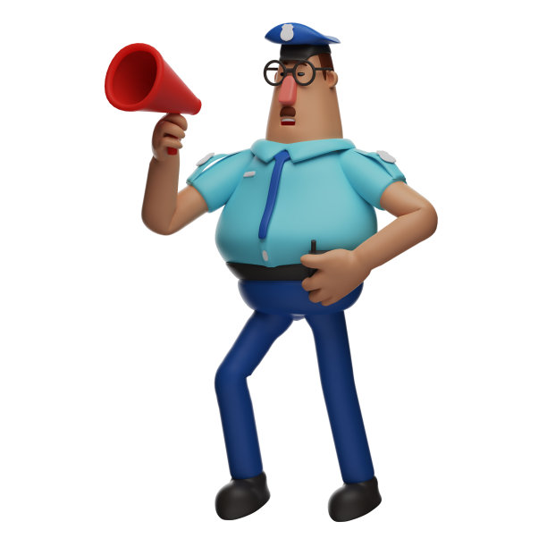 手持扬声器的3D警官图片图片下载