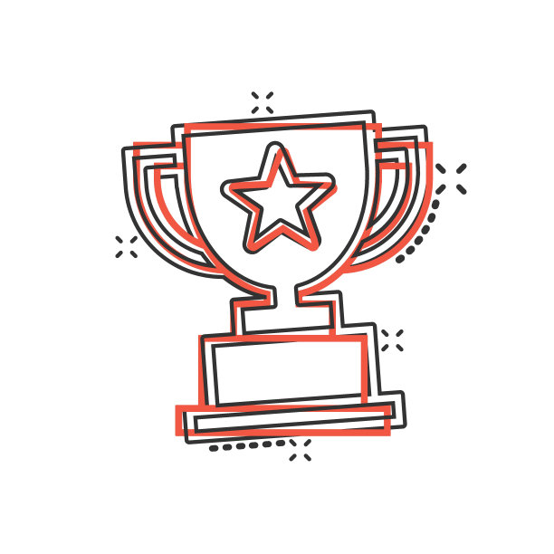 奖杯图标在漫画风格。杯子奖漫画向量插图孤立的背景。奖励飞溅效果标识的经营理念。图片下载