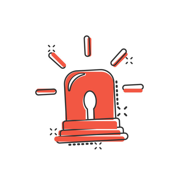 紧急警报图标在漫画风格。警报灯卡通矢量插图孤立的背景。警用紧急喷溅效果标牌经营理念。图片下载