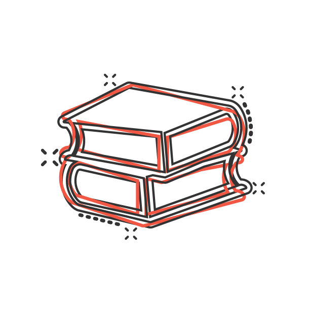 图书图书馆图标在漫画风格。百科全书卡通向量插图在白色孤立的背景。字典飞溅效果标志经营理念。图片下载