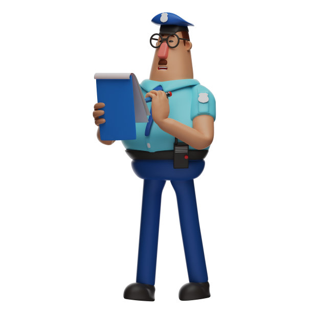 3D警官卡通设计有一个笔记本图片下载