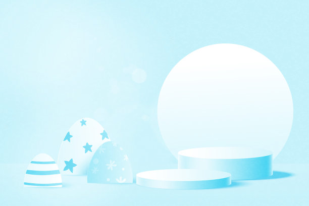 复活节快乐背景。纸艺术产品展示平台模型。旗帜模板设计。矢量插图。图片下载