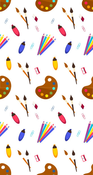 学校用品，办公文具，横幅，海报，网站，包装纸，织物，纺织品印刷的无缝图案。学校文具工具，学生配件。回到学校或教育的概念图片下载