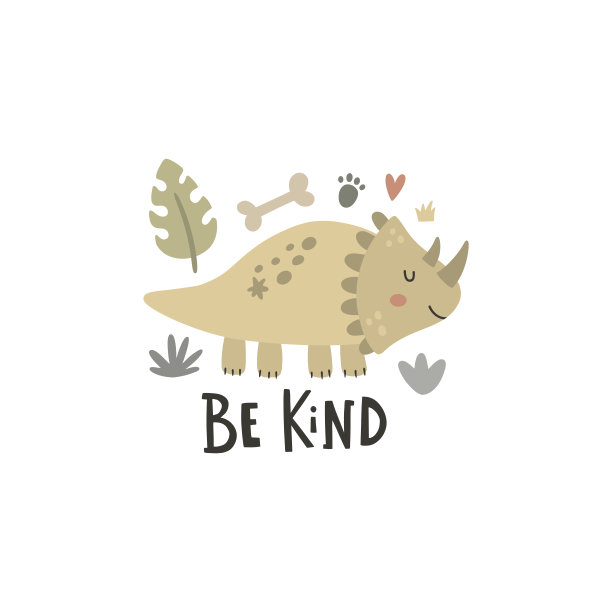 可爱有趣的绿色恐龙的矢量图像图片下载