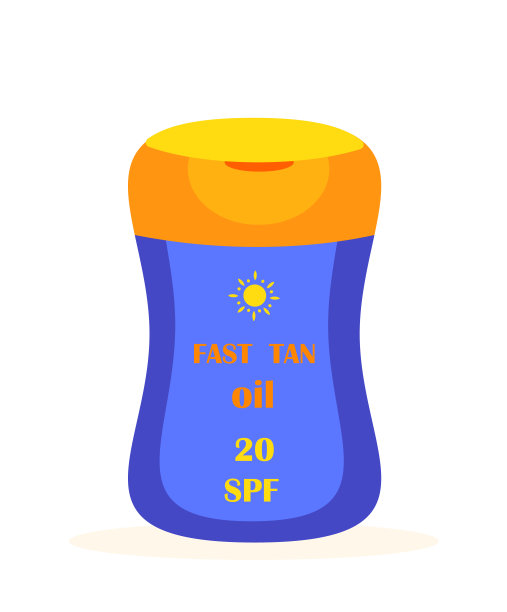 紫罗兰瓶防晒油，快速晒黑。安全晒黑和健康日光浴的镇静防晒产品。抗紫外线乳液。彩色平面矢量插图孤立在白色背景上图片下载