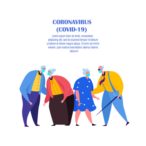 冠状病毒传染病隔离。2019-nCoV，老年祖父母。带医用口罩的退休老人和妇女。消毒措施。F图片下载