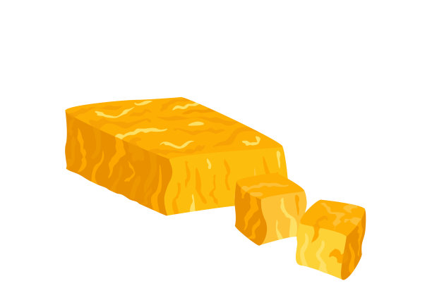 切达干酪块和硬奶酪块。美味的黄色奶酪。奶产品。在白色背景上孤立的英国熟食店食品的彩色平面矢量插图图片下载