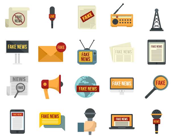 假新闻图标设置平面矢量孤立图片下载