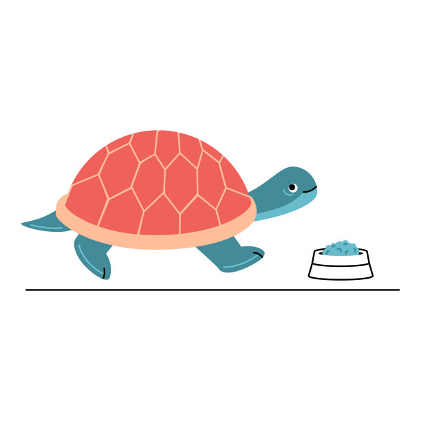 白色背景上的卡通海龟的矢量插图。图片下载