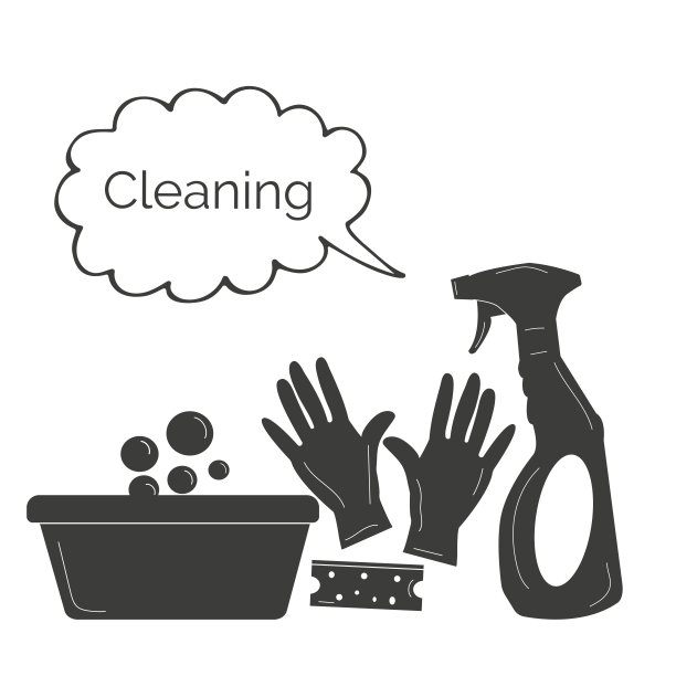 带有语音泡泡的家用清洁用品的剪影图片下载