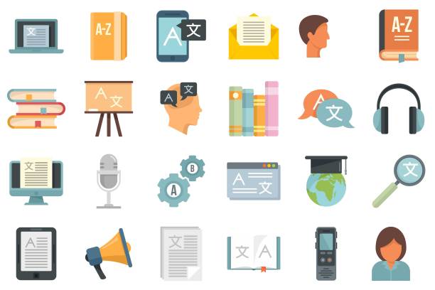 语言学家图标扁平矢量图图片下载
