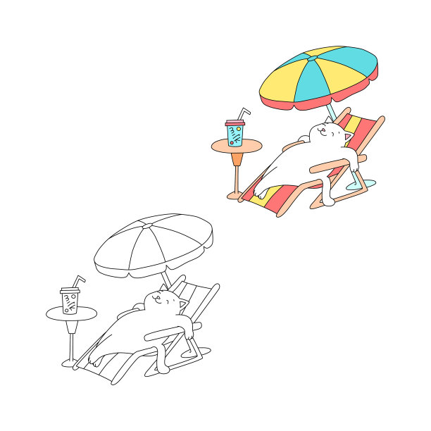 涂色页与可爱的猫图片下载