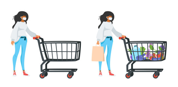 购物车里装满了商品的女人图片下载