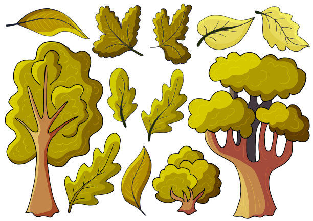 秋天插图在手绘风格。孩子们的画图片下载