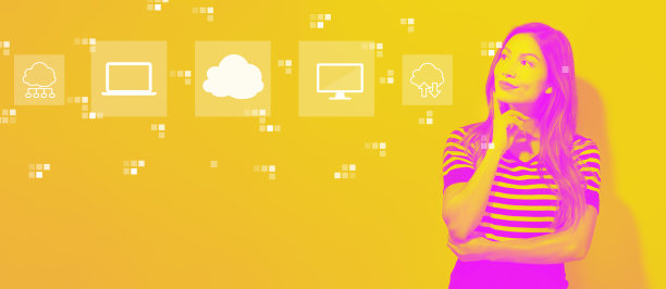 云计算与年轻的女商人图片下载