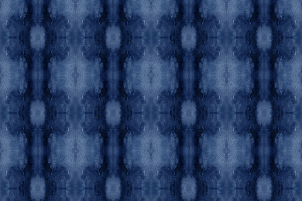 现代水彩万花筒靛蓝色无缝图案在蜡染，shibori或扎染风格。图片下载