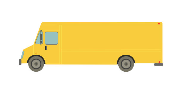 白色背景上的黄色大货车-矢量图片下载
