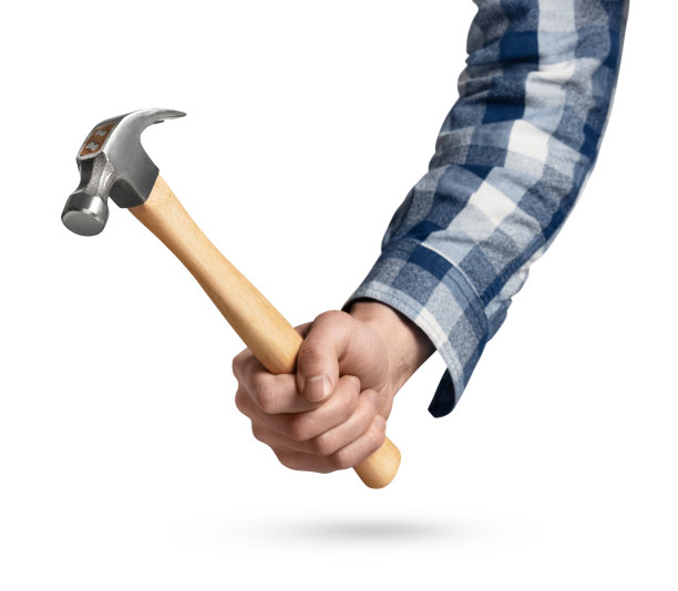 手与锤子在白色图片下载