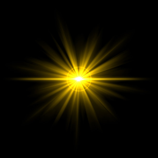 镜头耀斑星金光特效黑色背景图片下载