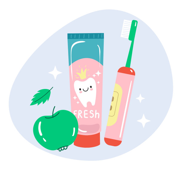 牙膏和牙刷矢量平面图形设计插图图片下载