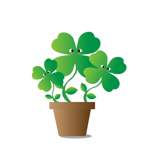 在一个美丽的日子里，可爱而明亮的三叶草被放在陶罐里图片下载