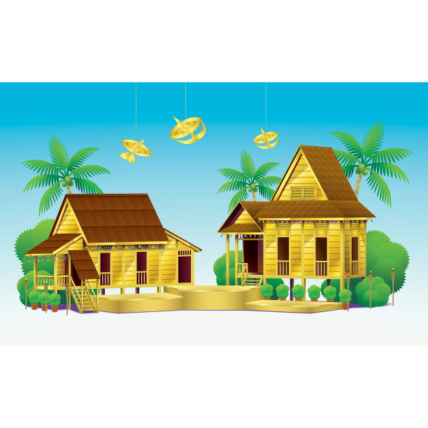 Hari Raya平台产品展示与黄金村舍装饰图片下载