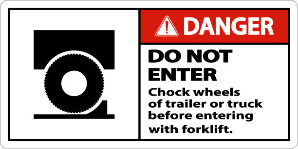 白色背景上的拖车危险挡轮标志图片下载