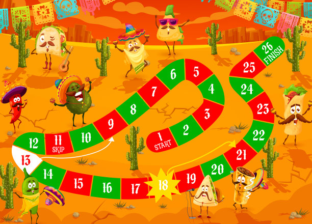 带有卡通墨西哥食物角色的桌面游戏图片下载