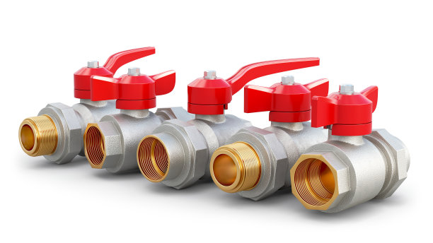不同的管道阀门隔离在白色背景，3d插图图片下载