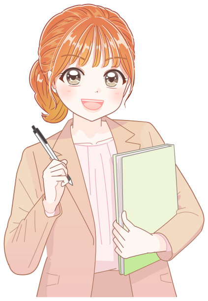 一个穿着年轻西装的女人拿着文件和笔。图片下载