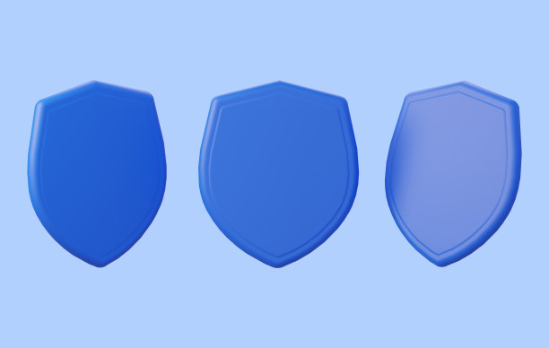 空白3d蓝盾。3 d渲染插图。图片下载
