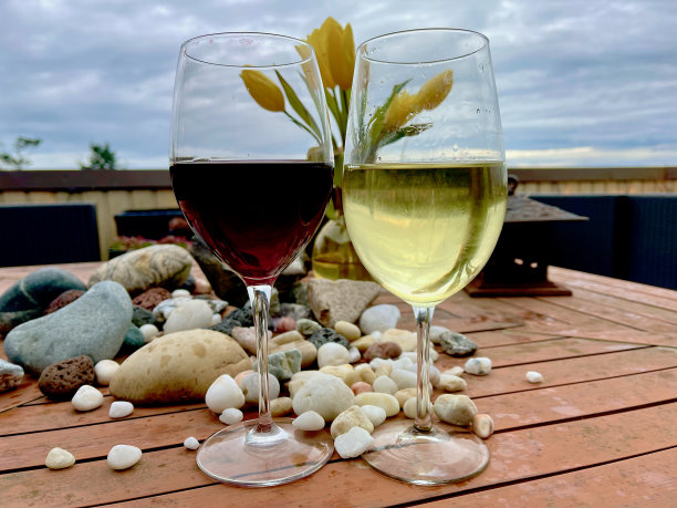 一杯白葡萄酒和红葡萄酒图片下载