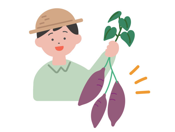一个男孩喜欢挖红薯的插图图片下载