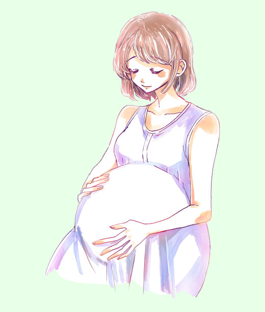 一个平静的孕妇的插图图片下载