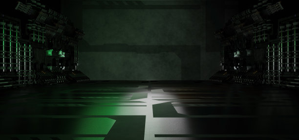 赛博朋克工业数字未来飞船橄榄绿抽象背景壁纸数字未来主义概念3D渲染图片下载