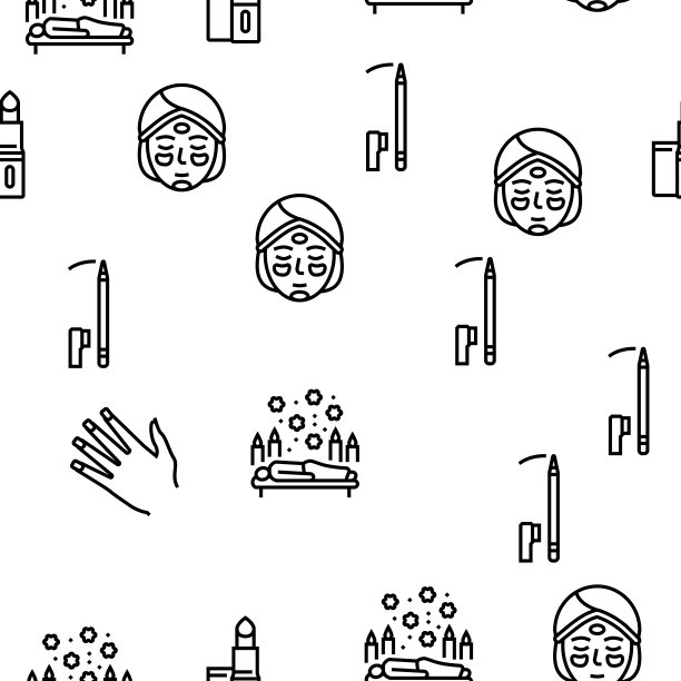 化妆美容程序向量无缝模式图片下载