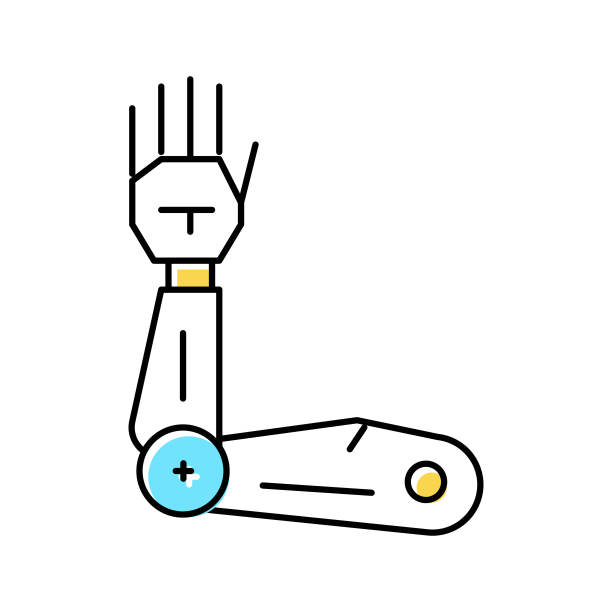 机械手臂颜色图标矢量插图图片下载