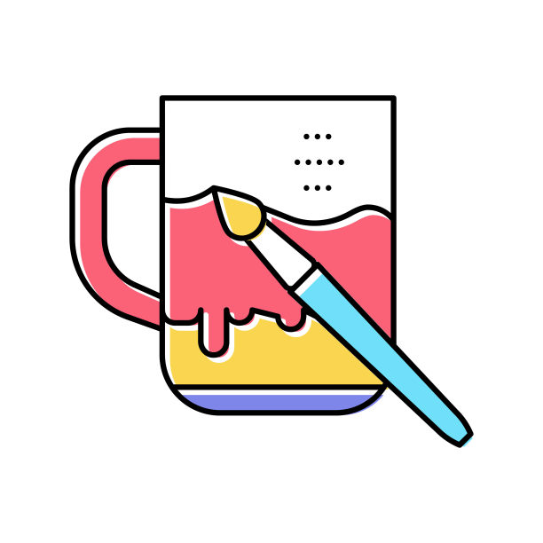 杯子绘画颜色图标矢量孤立插图图片下载