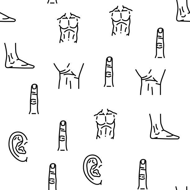 身体和面部的人部分矢量无缝模式图片下载