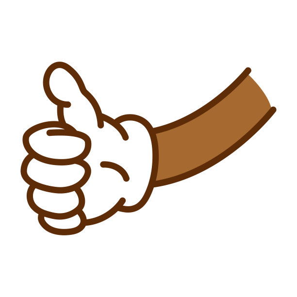 卡通拇指向上矢量插图孤立在一个白色的背景。图片下载