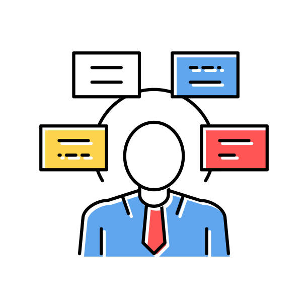 人类理解任务颜色图标矢量插图图片下载