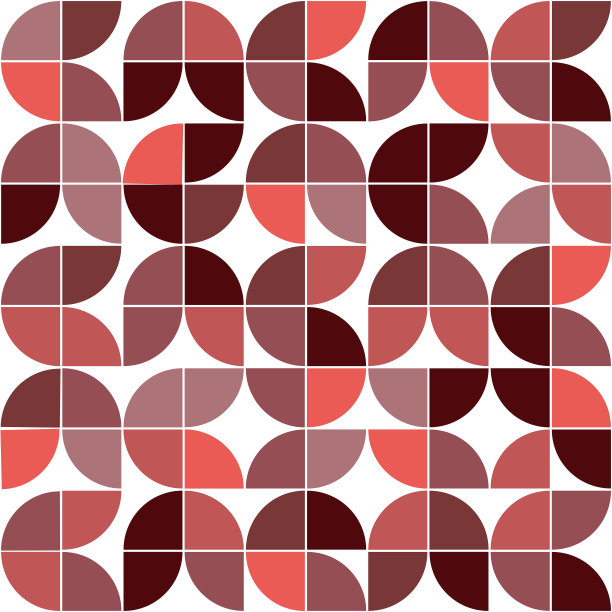 中世纪现代几何叶无缝图案在橙色，珊瑚，棕色和米色的白色背景。图片下载