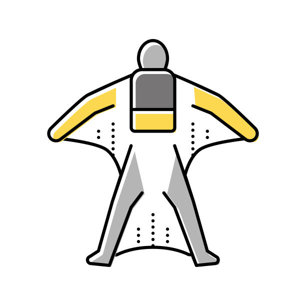 翼装飞行极端运动男子颜色图标矢量插图图片下载